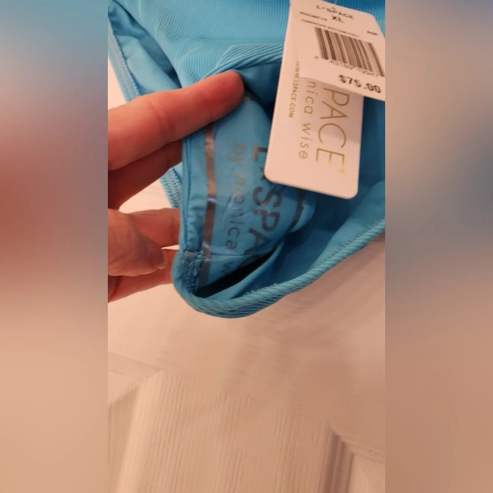 L*Space Camacho Ribbed Bikini Bottom Aquarius Blue Size XL